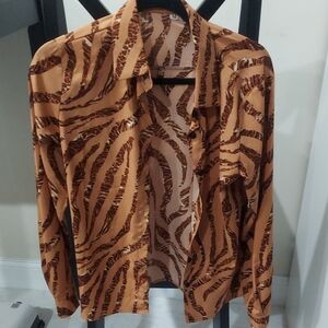 Zebra Print Button-Up Shirt